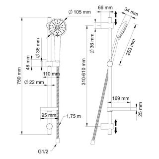 Душевой гарнитур Swedbe Calypso 5082 хром